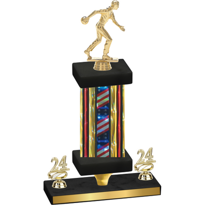 Premium Single Flag USA Year Bowling Trophy