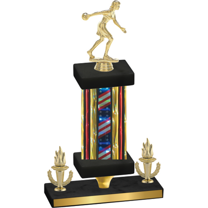 Premium Single Flag USA Victory Bowling Trophy