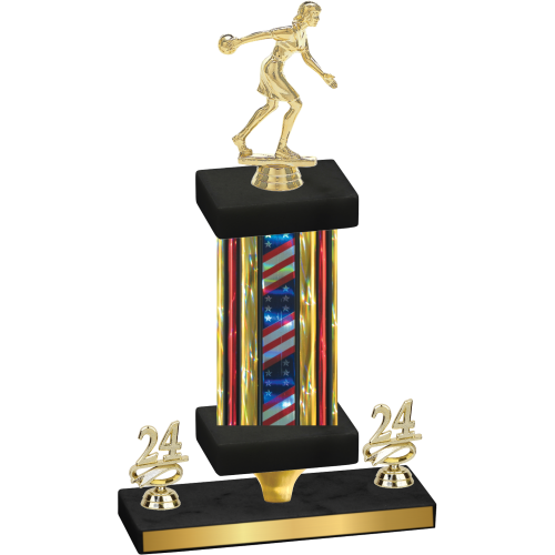 Premium Single Flag USA Year Bowling Trophy