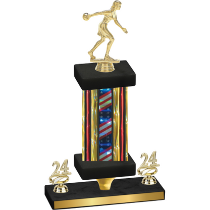 Premium Single Flag USA Year Bowling Trophy