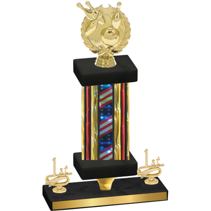 Premium Single Flag USA First Place Bowling Trophy