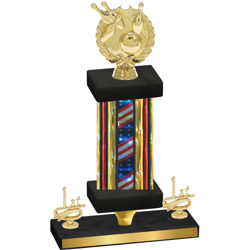 Premium Single Flag USA First Place Bowling Trophy