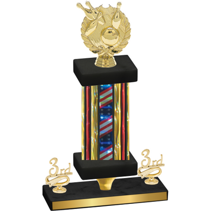 Premium Single Flag USA Third Place Bowling Trophy