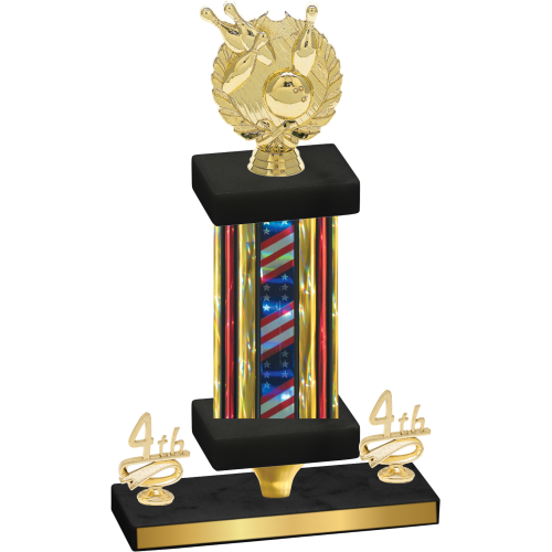 Premium Single Flag USA Fourth Place Bowling Trophy
