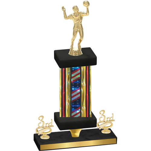 Premium Single Flag USA Third Place Volleyball Trophy
