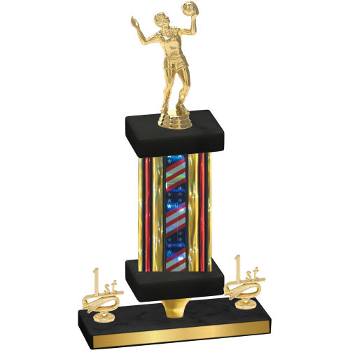 Premium Single Flag USA First Place Volleyball Trophy
