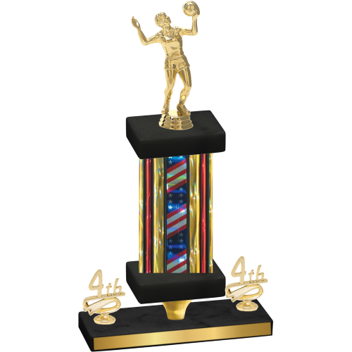 Premium Single Flag USA Fourth Place Volleyball Trophy
