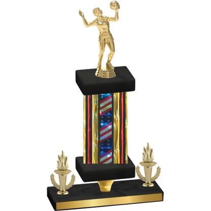 Premium Single Flag USA Victory Volleyball Trophy