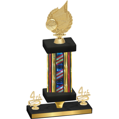 Premium Single Flag USA Fourth Place Volleyball Trophy