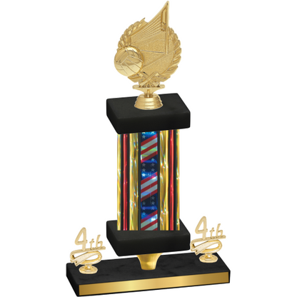 Premium Single Flag USA Fourth Place Volleyball Trophy