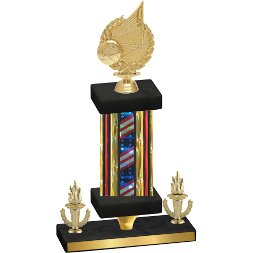 Premium Single Flag USA Victory Volleyball Trophy