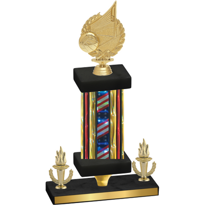 Premium Single Flag USA Victory Volleyball Trophy
