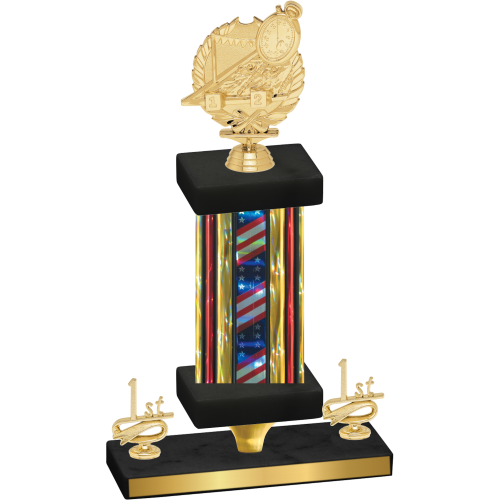 Premium Single Flag USA First Place Swimming Trophy