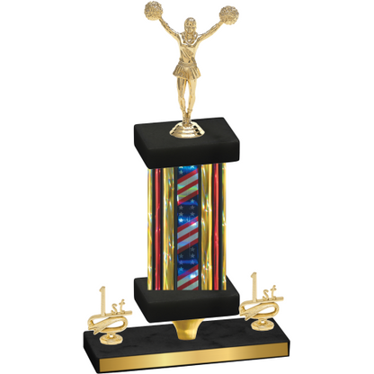Premium Single Flag USA First Place Cheerleading Trophy