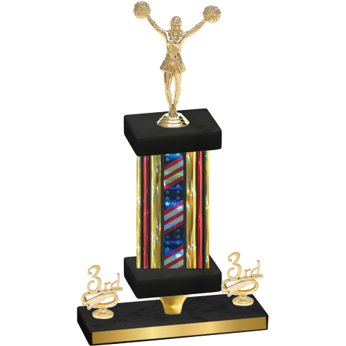 Premium Single Flag USA Third Place Cheerleading Trophy