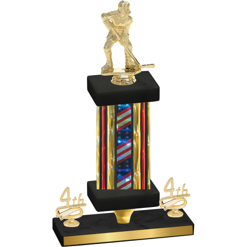 Premium Single Flag USA Fourth Place Hockey Trophy