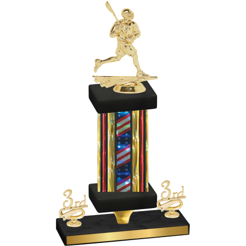 Premium Single Flag USA Third Place Lacrosse Trophy