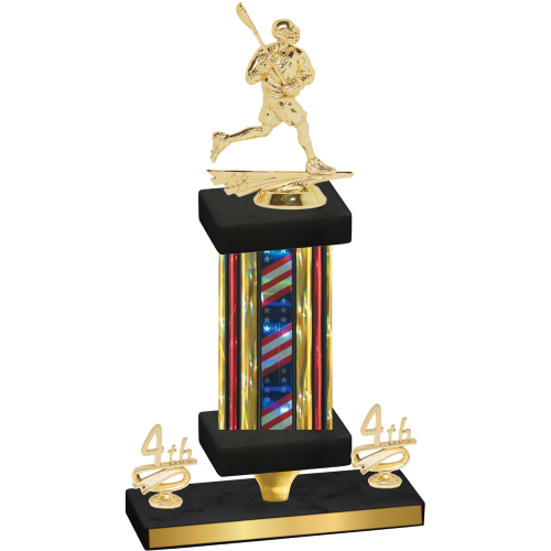 Premium Single Flag USA Fourth Place Lacrosse Trophy