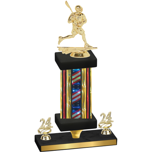 Premium Single Flag USA Year Lacrosse Trophy