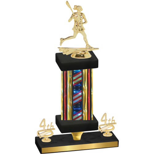 Premium Single Flag USA Fourth Place Lacrosse Trophy