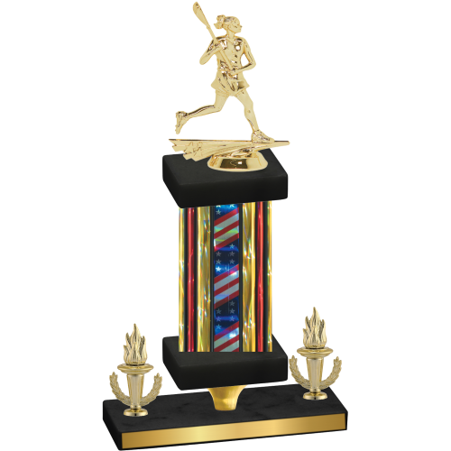 Premium Single Flag USA Victory Lacrosse Trophy