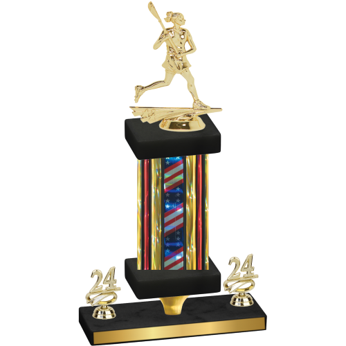 Premium Single Flag USA Year Lacrosse Trophy
