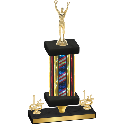 Premium Single Flag USA First Place Victory Trophy