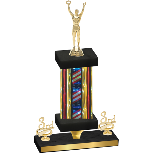 Premium Single Flag USA Third Place Victory Trophy