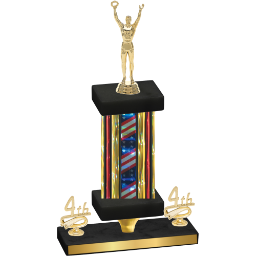 Premium Single Flag USA Fourth Place Victory Trophy