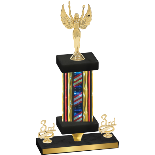 Premium Single Flag USA Third Place Victory Trophy