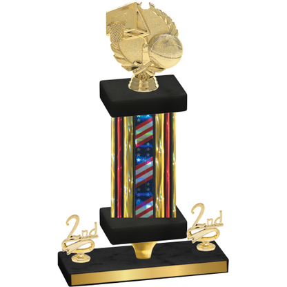 Premium Single Flag USA Second Place Basketball Trophy