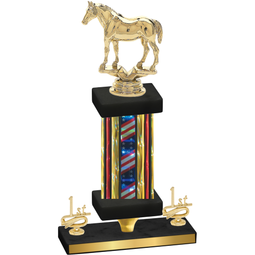 Premium Single Flag USA First Place Horses Trophy