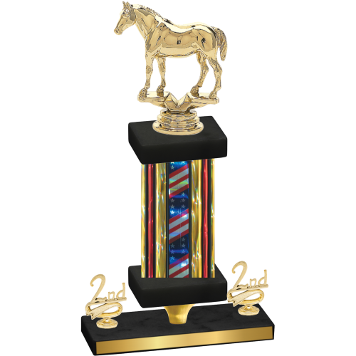 Premium Single Flag USA Second Place Horses Trophy
