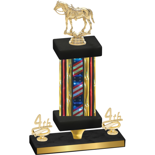 Premium Single Flag USA Fourth Place Horses Trophy