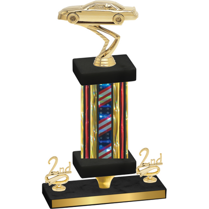 Premium Single Flag USA Second Place Cars Trophy