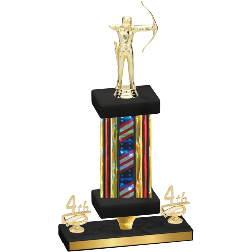 Premium Single Flag USA Fourth Place Archery Trophy