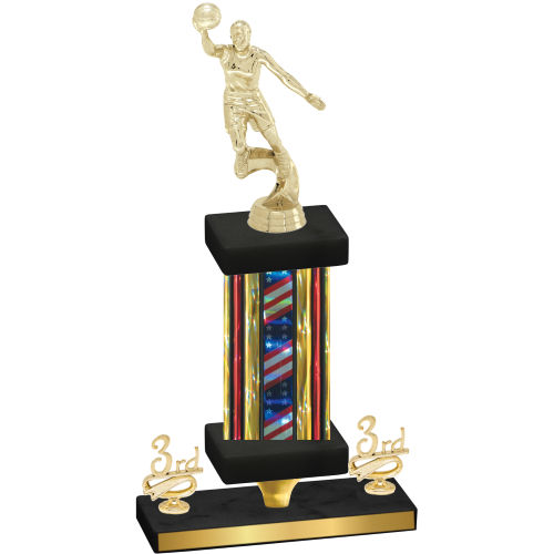 Premium Single Flag USA Third Place Basketball Trophy