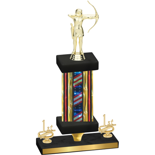Premium Single Flag USA First Place Archery Trophy