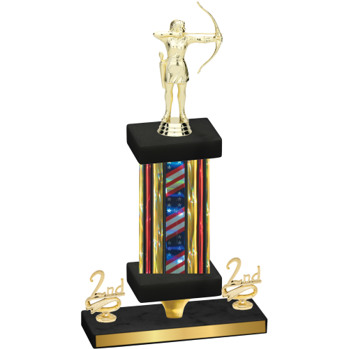 Premium Single Flag USA Second Place Archery Trophy