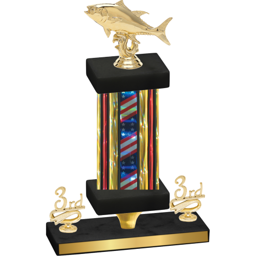 Premium Single Flag USA Third Place Fishing Trophy