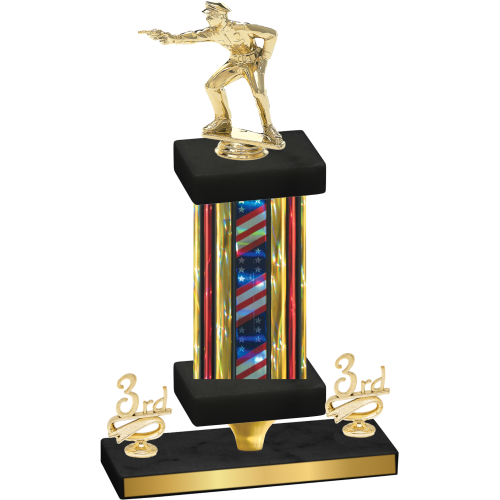 Premium Single Flag USA Third Place Shooter Trophy