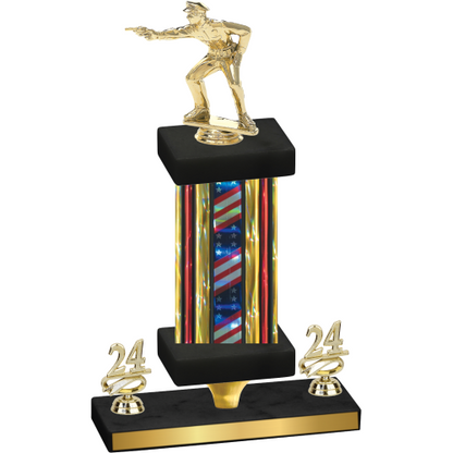 Premium Single Flag USA Year Shooter Trophy