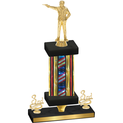 Premium Single Flag USA Third Place Shooter Trophy