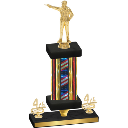 Premium Single Flag USA Fourth Place Shooter Trophy