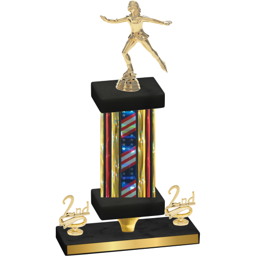 Premium Single Flag USA Second Place Skater Trophy
