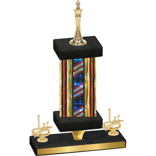 Premium Single Flag USA First Place Chess Trophy