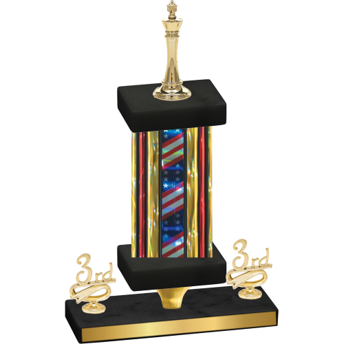 Premium Single Flag USA Third Place Chess Trophy