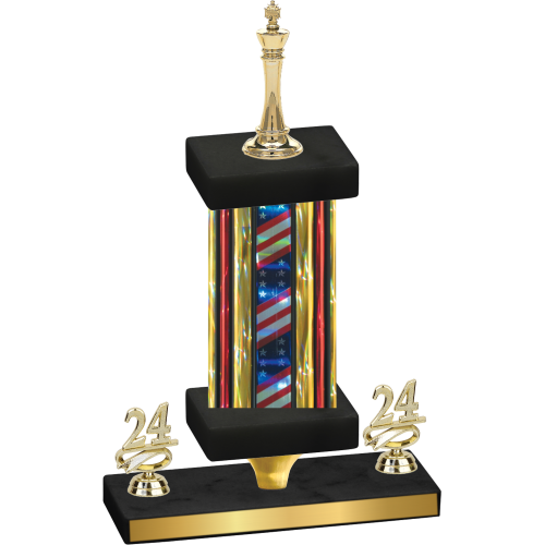 Premium Single Flag USA Year Chess Trophy
