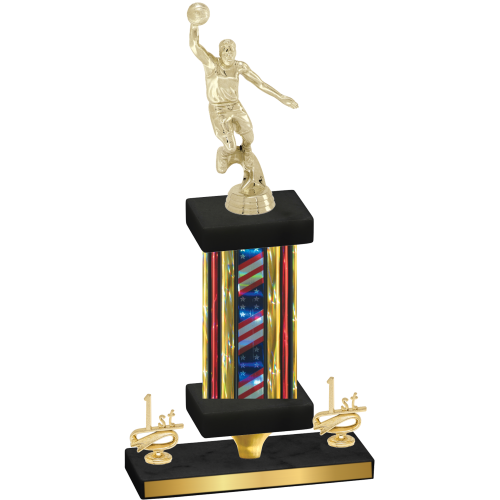 Premium Single Flag USA First Place Basketball Trophy
