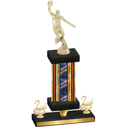 Premium Single Flag USA Second Place Basketball Trophy